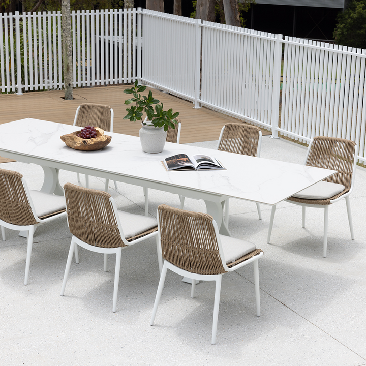 ARONA OUTDOOR CHAIR & CARSON EXTENSION TABLE SETTING - 9 PCE