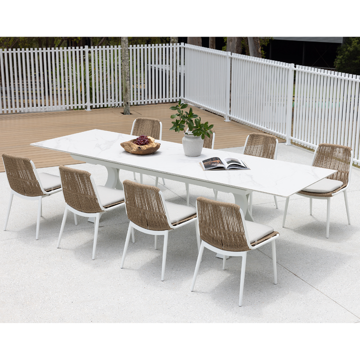 ARONA OUTDOOR CHAIR & CARSON EXTENSION TABLE SETTING - 9 PCE