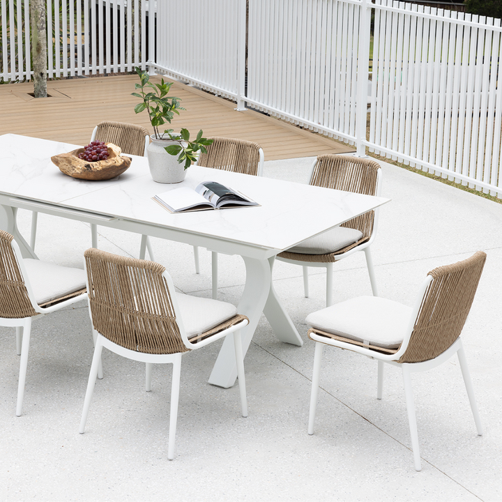 ARONA OUTDOOR CHAIR & CARSON EXTENSION TABLE SETTING - 9 PCE